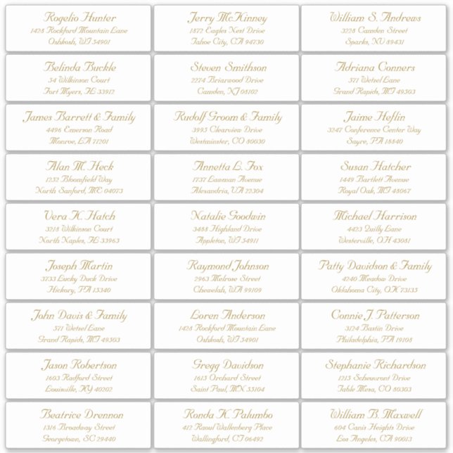 Customisable wedding guest address labels sticker (Front)