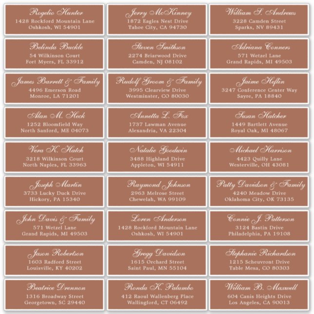 Customisable wedding guest address labels sticker (Front)
