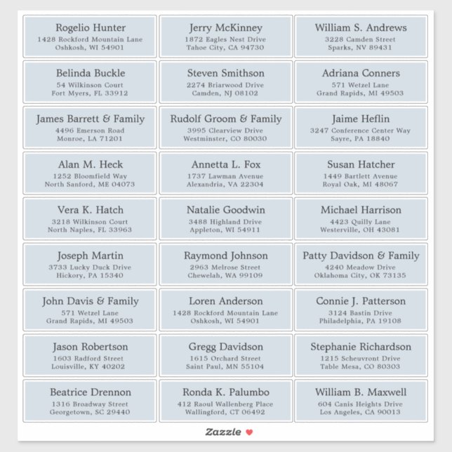 Customisable wedding guest address labels sticker (Sheet)