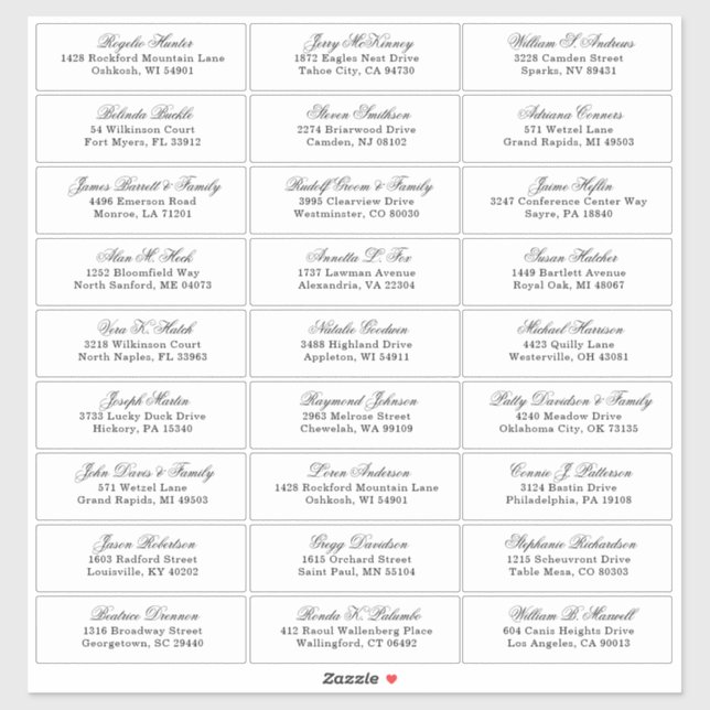 Customisable wedding guest address labels sticker (Sheet)