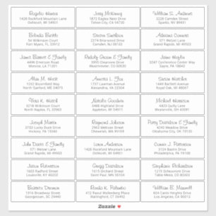 Customisable wedding guest address labels sticker