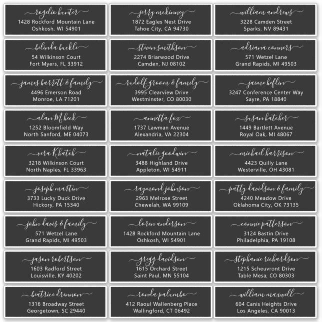 Customisable wedding guest address labels sticker (Front)