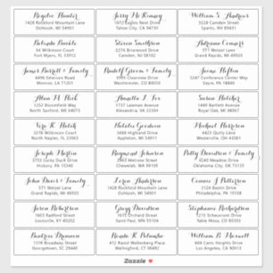 Customisable wedding guest address labels sticker