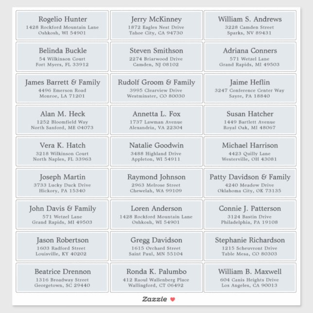 Customisable wedding guest address labels sticker (Sheet)