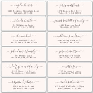 Customisable wedding guest address labels sticker