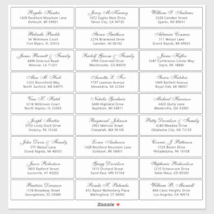 Customisable wedding guest address labels sticker