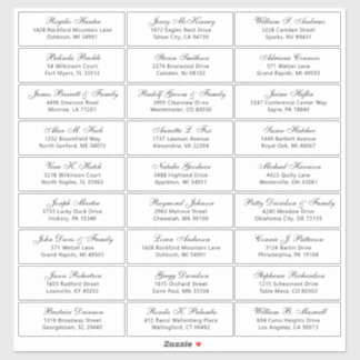 Customisable wedding guest address labels sticker