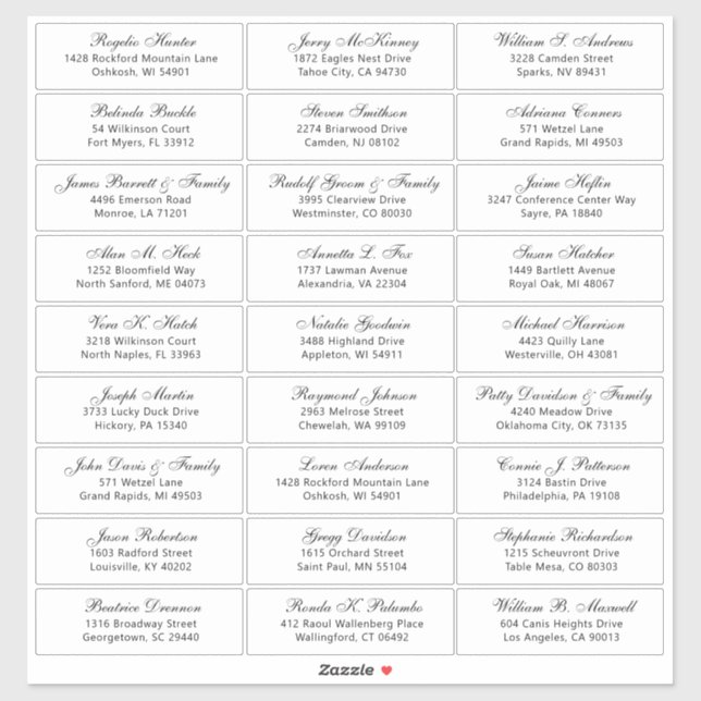 Customisable wedding guest address labels sticker (Sheet)