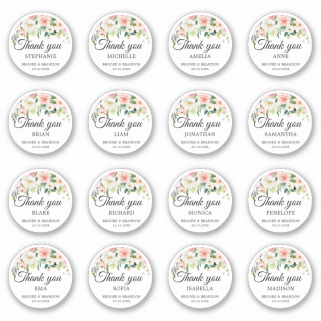 Customisable wedding guest Name Thank you (Front)