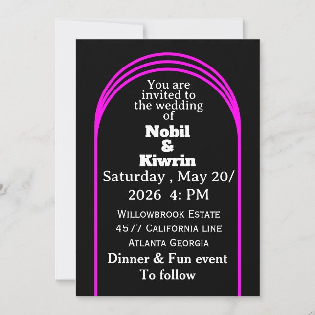 Customisable Wedding Invitation | Elegant  (Front)