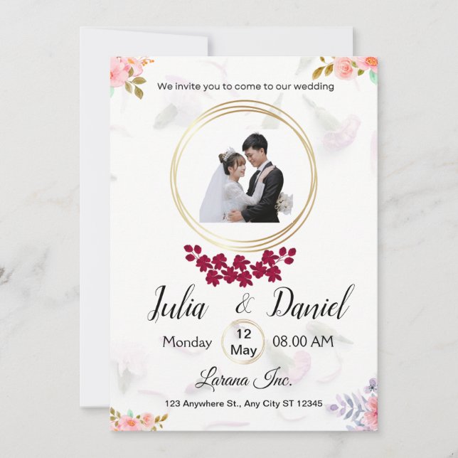 Customisable Wedding Invitation with Couple Pic  (Front)