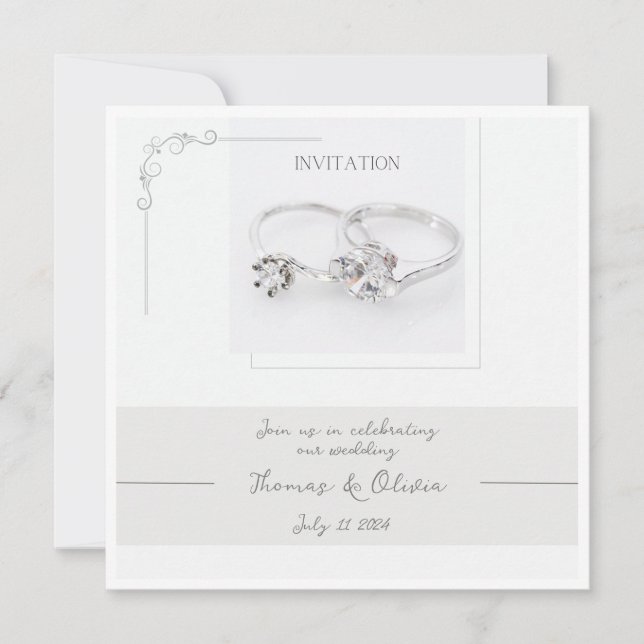 Customisable Wedding Invitation with Two Rings (Front)