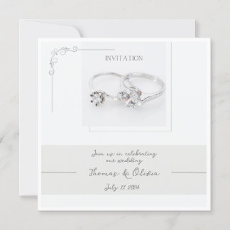 Customisable Wedding Invitation with Two Rings