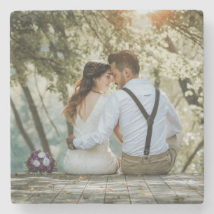 Customisable Wedding Photo Stone Coaster