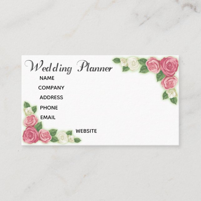 Customisable Wedding Planner business card (Front)