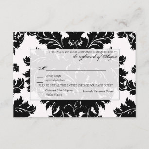 Customisable Wedding RSVP Card Damask