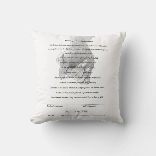 Customisable Wedding Vow Renewal Throw Pillow (Front)