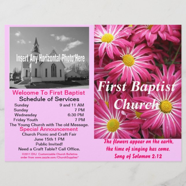 Customisable Weekly Church Bulletin (Outside Only) (Front)