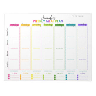 Customisable Weekly Meal Plan Notepad