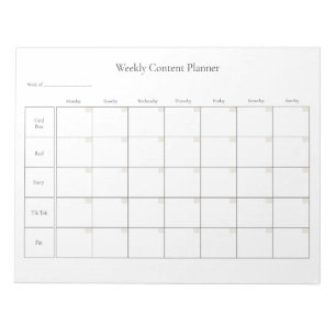 Customisable Weekly Social Media Content Planner Notepad