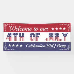 Customisable Welcome 4th of July Stars and Stripes Banner