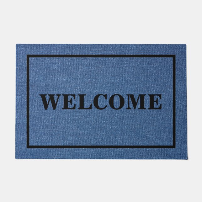 CUSTOMISABLE WELCOME Original textile blue jeans Doormat (Front)