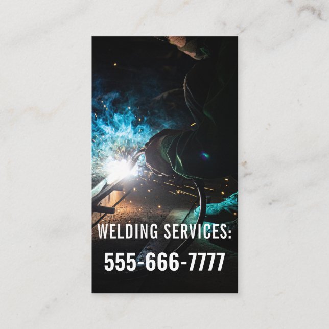 Customisable Welding Services qr code Business Card (Front)