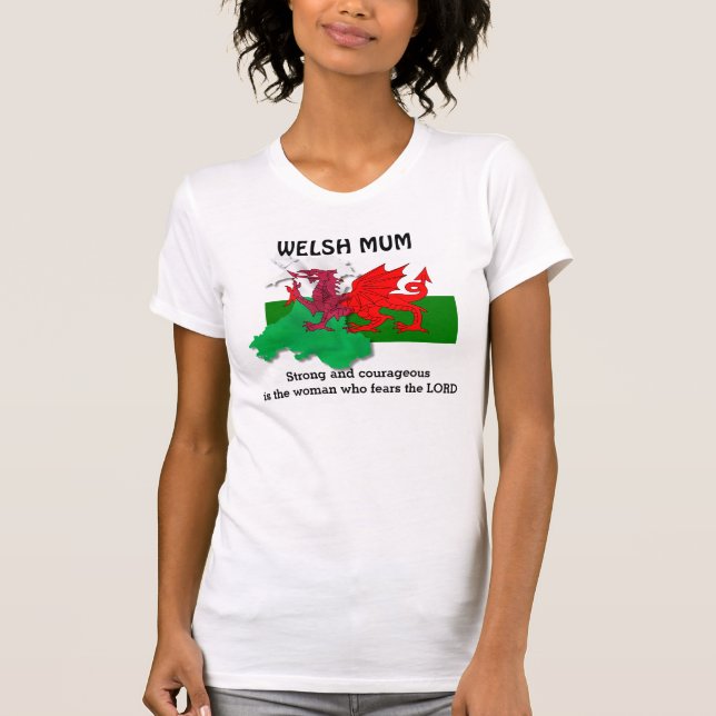 Customisable WELSH MUM Flag of Wales T-Shirt (Front)