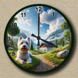 Customisable West Highland White Terrier (Westie) Round Clock