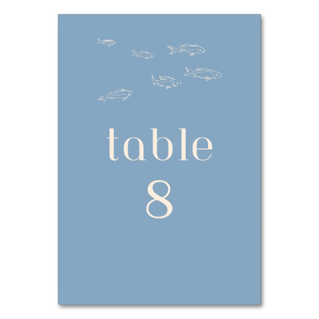 CUSTOMISABLE WHIMSICAL BEACH WEDDING TABLE NUMBER (Front)