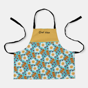 Customisable Whimsical Eggs and Bacon All-Over Apron