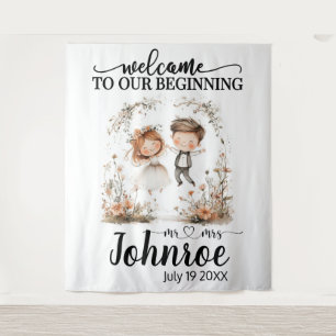 Customisable Whimsical Wedding Backdrop Tapestry