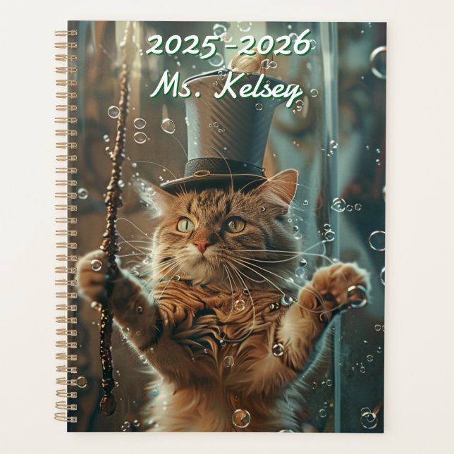 Customisable Whiskers Magical Cat Calendar Planner (Front)