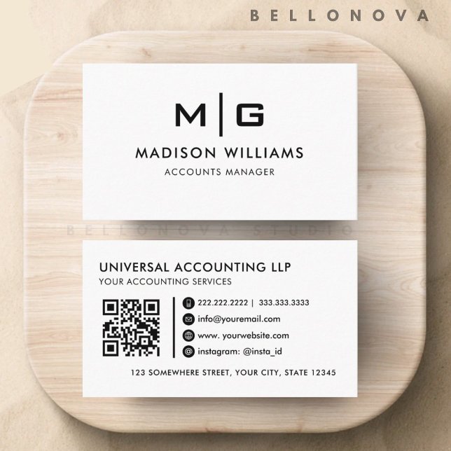 Customisable White And Black  Professional  Business Card (Customizable White And Black Professional Business Card)