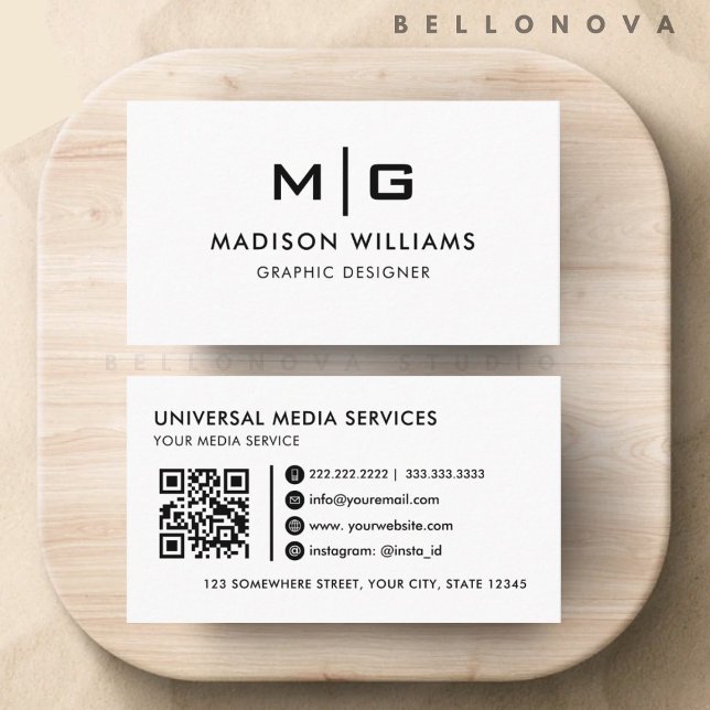 Customisable White And Black  Professional  Business Card (Customizable White And Black Professional Business Card)