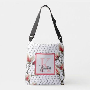 Customisable White And Pink Monogrammed Tote Bag
