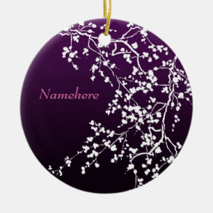 Customisable: White blossom Ceramic Tree Decoration