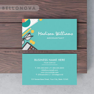 Customisable White Bright Blue Professional  Business Card