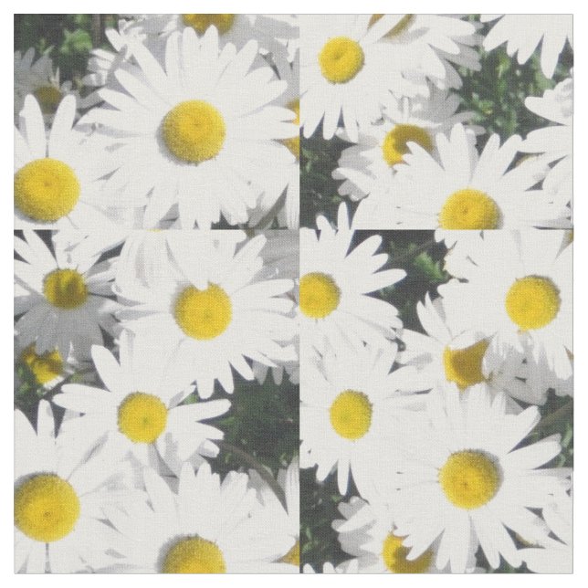 Customisable White Daisies Fabric (Close Up)