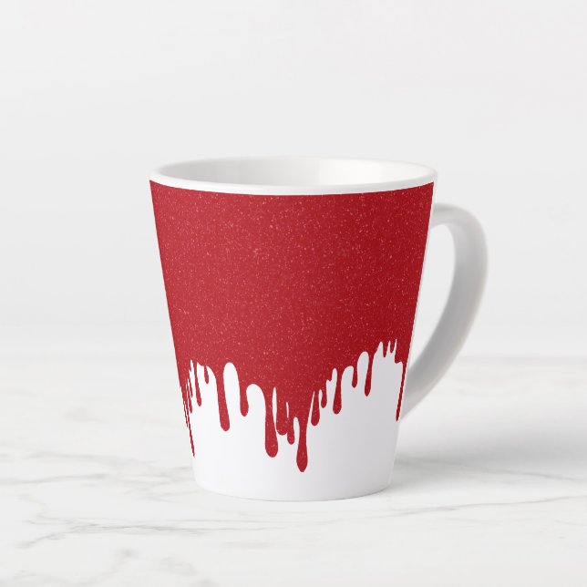 Customisable White Drip Tomato Red Latte Mug (Right Angle)