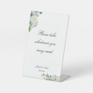 Customisable White Floral Bathroom Sign