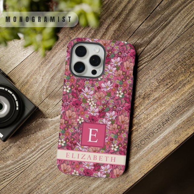 Customisable White Flowers Pink Floral iPhone Case (Customizable White Flowers Pink Floral iPhone Case)
