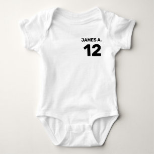 Customisable white (front left & back design) baby bodysuit
