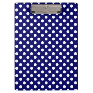 Customisable White on Navy Blue Polka Dots Clipboard