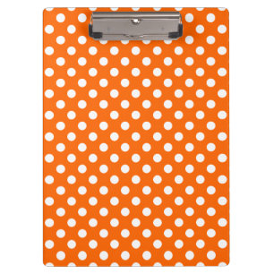 Customisable White on Orange Polka Dots Clipboard