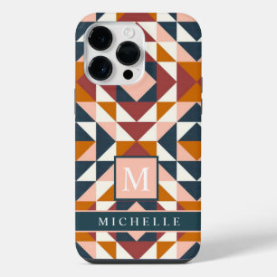 Customisable White Pink Red Orange Geometric iPhone 14 Pro Max Case