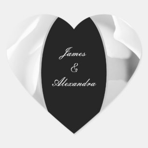 Customisable White Rose Elegant Floral Design Heart Sticker