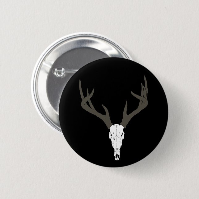 Customisable White-Tailed Deer Skull 6 Cm Round Badge (Front & Back)