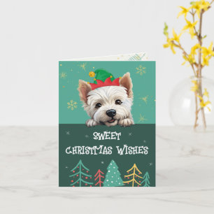Customisable White Terrier Christmas Greeting Card
