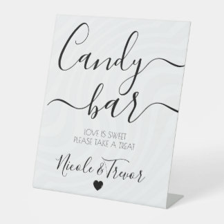 Customisable White Waves Wedding Candy Bar Pedestal Sign
